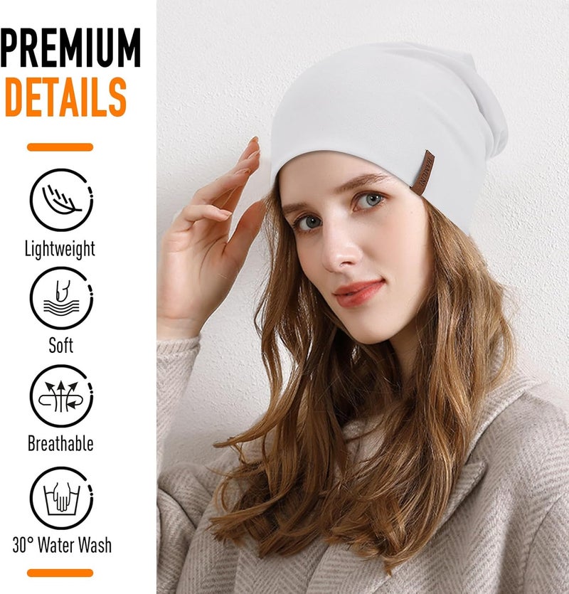 HAMUNI Slouchy Beanie for Women Cotton Beanies Hats Men Lightweight Soft Chemo Headwear Warm Skull Cap for All Seasons - Image 2